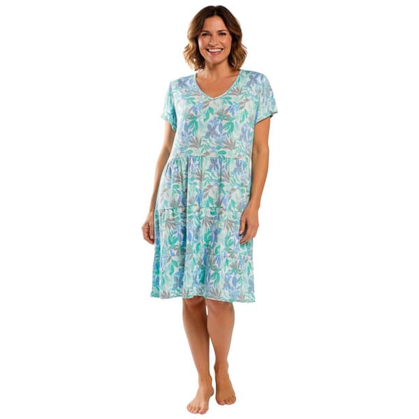 Plus Size MUK LUKS(R) Island Palm Ruffle Layers Lounge Dress