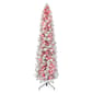 Puleo International 7.5ft. Red Pre-Lit Flocked Christmas Tree - image 1