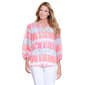 Womens Multiples 3/4 Sleeve Embriodered Neck Bar Stripe Top - image 1