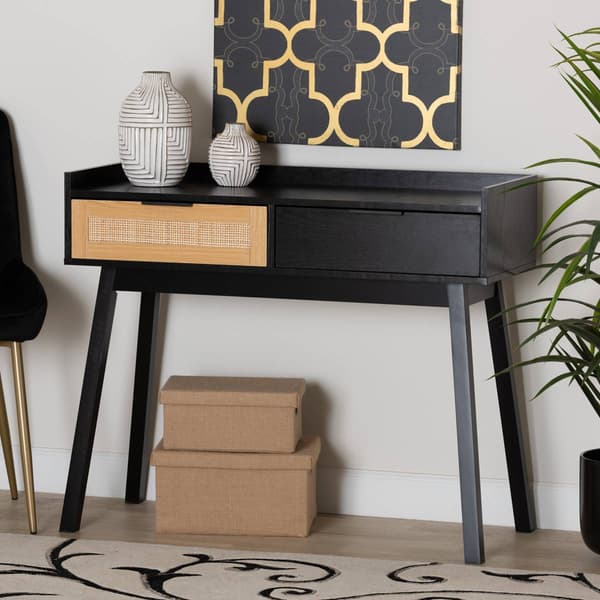 Baxton Studio Kalani Espresso Brown Wood 2-Drawer Console Table