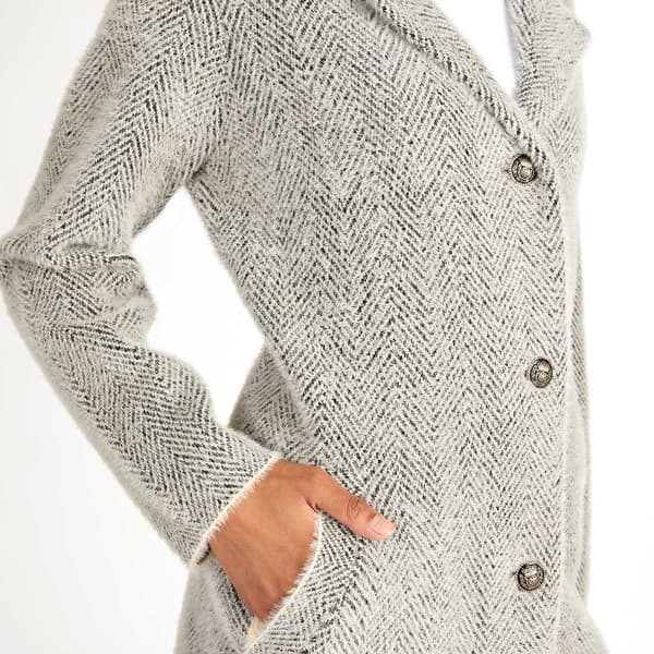 Womens NVLT Single Breasted Herringbone Coatigan