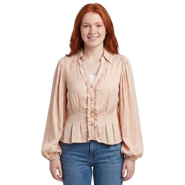 Juniors A. Byer Leopard Ruffle Button Front Blouse