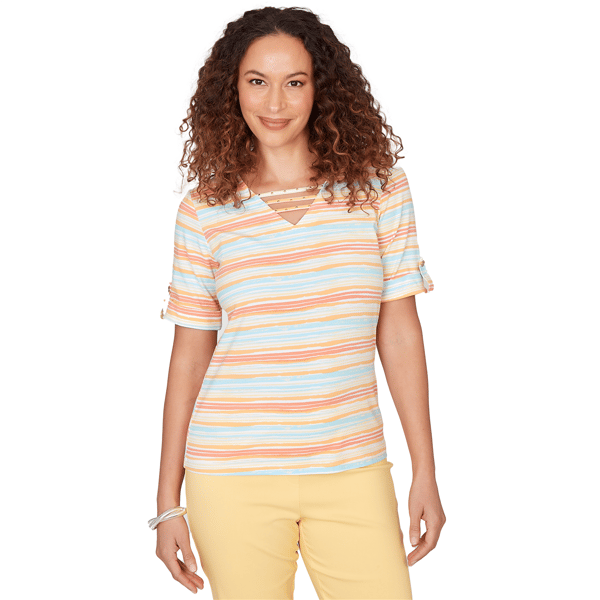 Womens Hearts of Palm Fun in the Sun Stripe Blouse - image 