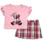 Girls &#40;4-6x&#41; Sweet Butterfly&#174; 2pc. Teddy Top & Plaid Skort Set - image 2