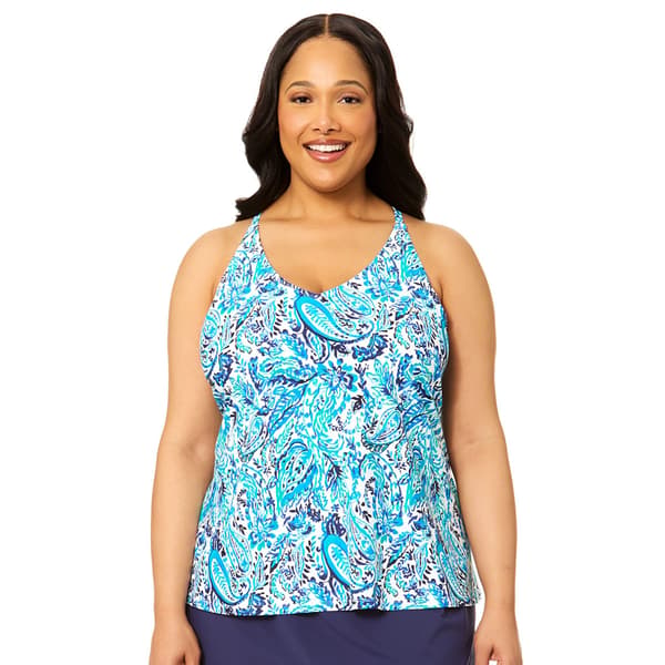 Plus Size Leilani Bamboo Beach Racerback Tankini Swim Top