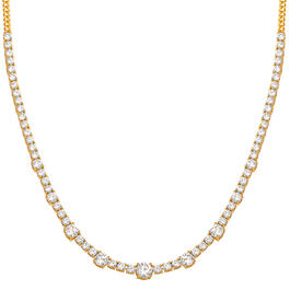 Splendere Gold Plated Half Tennis Necklace