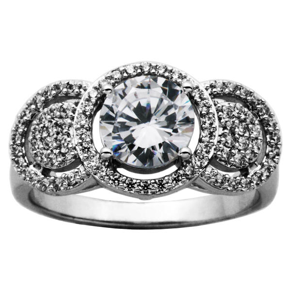 Cubic Zirconia 3 Circle Statement Ring - image 