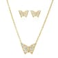 Gold Plated CZ Butterfly Pendant & Earring Set - image 1