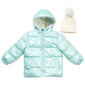 Toddler Girl Pink Platinum(R) Metallic Grid Puffer Jacket with Hat - image 1