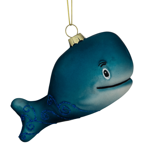 Northlight Glittered Whale Glass Christmas Ornament