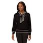 Womens Adrianna Papell Long Sleeve Tipped Bow Tie Neck Sweater - image 1