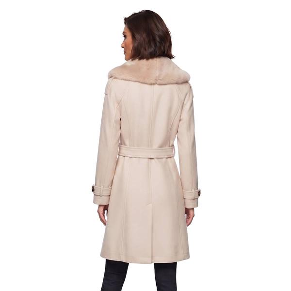 Womens Steve Madden Faux Suede Coat With Faux Fur Collar