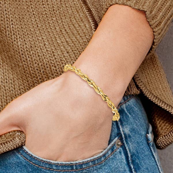 Gold Classics&#8482; 4.25mm. 14kt. Semi Solid Rope Chain Bracelet