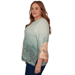 Plus Size Alfred Dunner Classics 3/4 Sleeve Pumpkin Patch Blouse