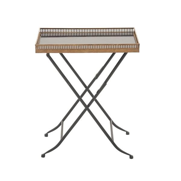 9th & Pike(R) Gold Metal and Marble Traditional Accent Tray Table