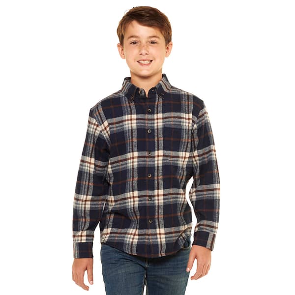 Boys (8-20) Architect(R) Flannel Shirt - Navy/Orange - image 