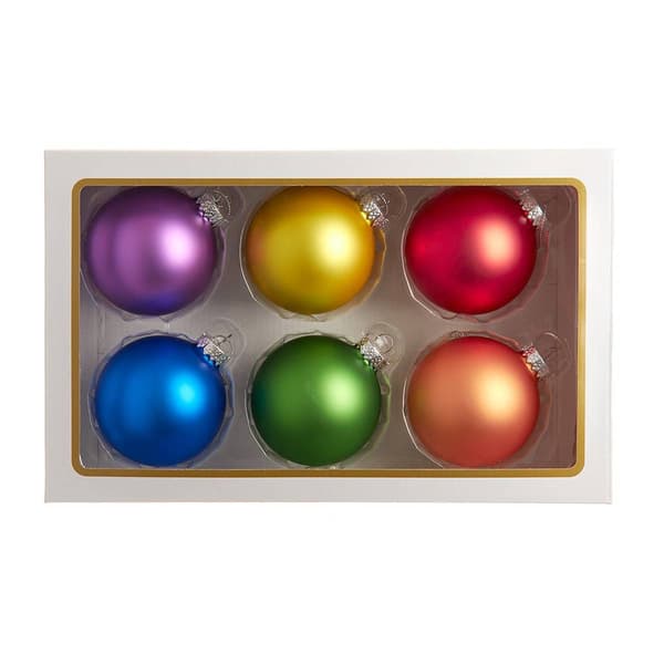 Kurt Adler 80mm Glass Matte Pride 6pc. Ball Ornament Set