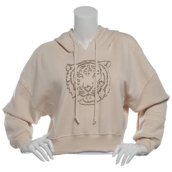 Juniors Pink Rose Tiger''s Eye Mineral Washed Pullover Hoodie - image 
