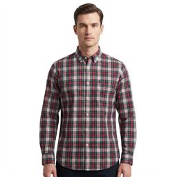 Mens Chaps Long Sleeve Stretch Plaid Button Down - Rio Red