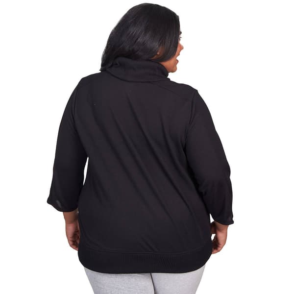 Plus Size Alfred Dunner Drama Queen Cowl Neck Blouse w/Necklace