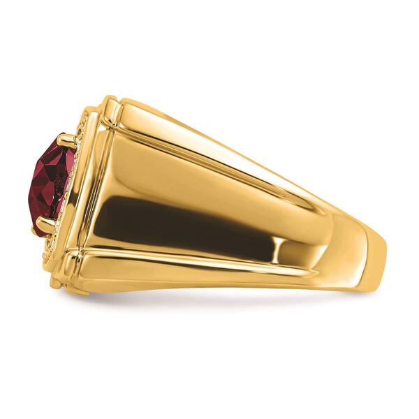 Mens Pure Fire 14kt. Yellow Gold Lab Grown Diamond Ruby Ring