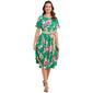 Plus Size Ellen Weaver Floral A-Line Ribbon Belt Dress - image 1