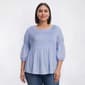 Plus Size Floral & Ivy 3/4 Sleeve Stripe Pleater Blouse - image 1