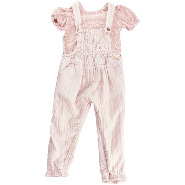 Toddler Girls Kensie Floral Top & Smocked Overall Set - image 