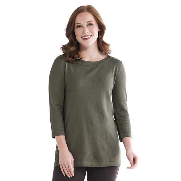 Womens Birch 3/4 Sleeve Zip Shoulder Pullover Sweater - image 