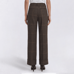 Petite Preswick & Moore® Plaid Wide Leg Cuffed Pants