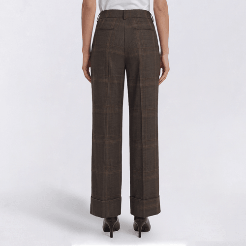 Petite Preswick & Moore® Plaid Wide Leg Cuffed Pants