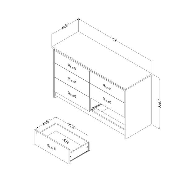 South Shore Tassio 6-Drawer Nordik Oak Double Dresser