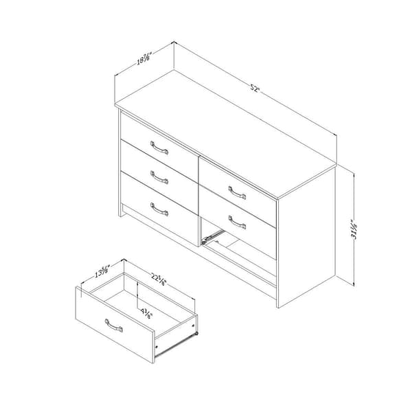 South Shore Tassio 6-Drawer Nordik Oak Double Dresser