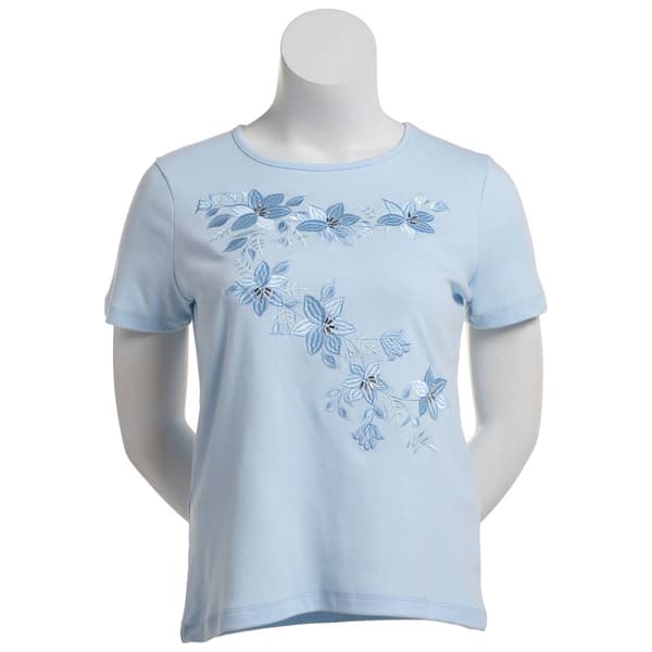Petite Bonnie Evans Short Sleeve Tonal Floral Tee - image 