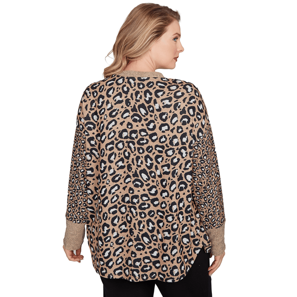 Plus Size Ruby Rd. Cozy Time Long Sleeve Leopard Sweater