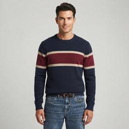 Mens Chaps Stripe Crew Sweater