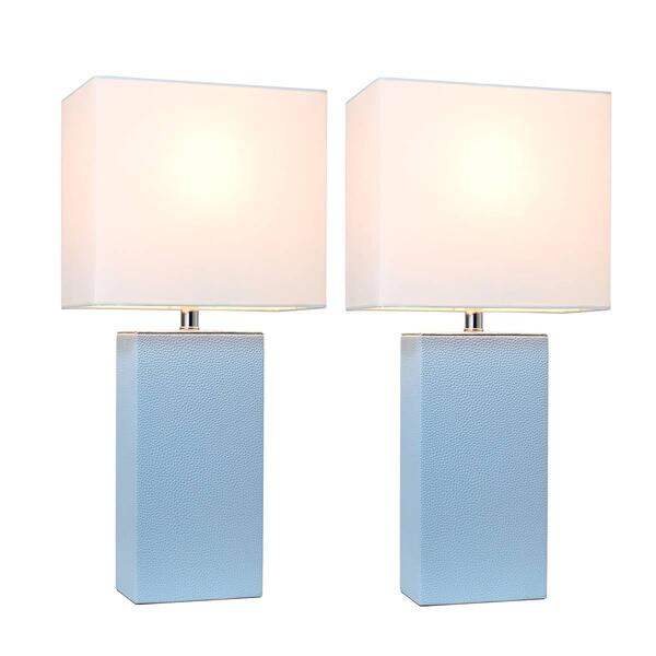 Elegant Designs&#40;tm&#41; Periwinkle Modern Leather Table Lamps - Set of 2 - image 