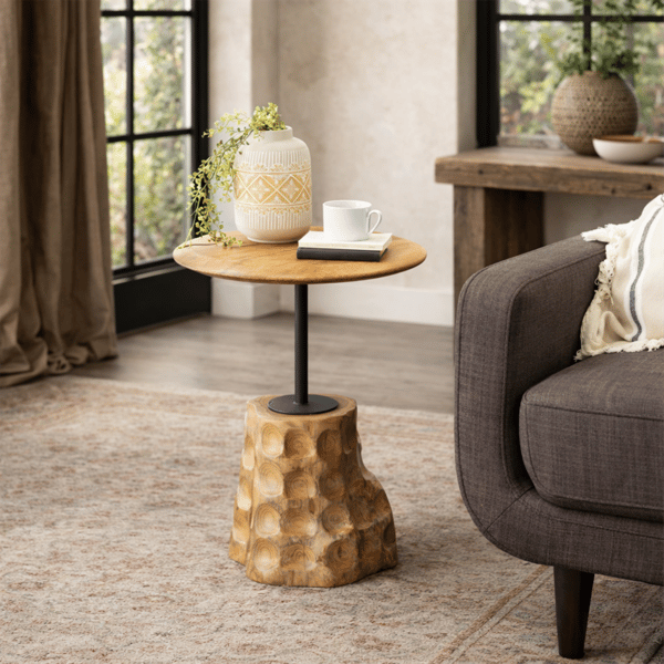 9th & Pike® Contemporary Brown Teak Wood Accent Table