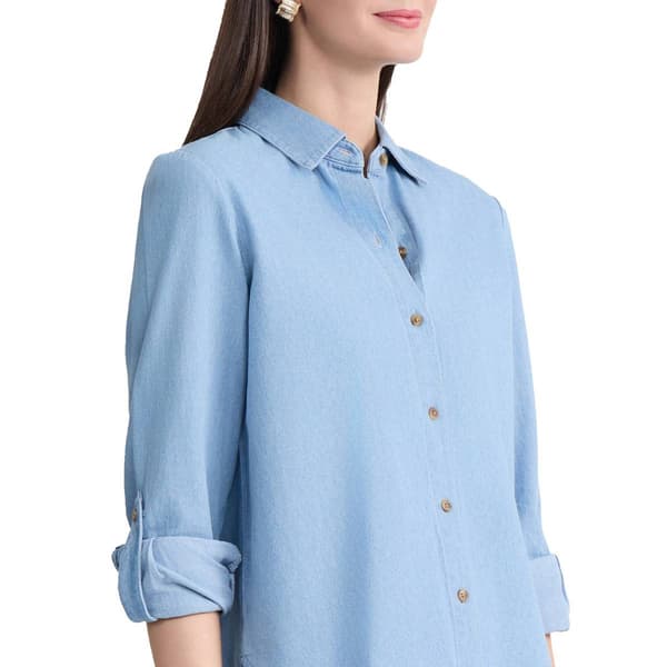 Womens Jones New York Roll Tab Sleeve Button Down Blouse