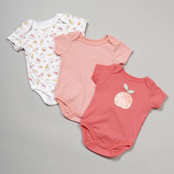 Baby Girl &#40;NB-9M&#41; Mini Hop 3pk. Short Sleeve Fruit Bodysuits - image 