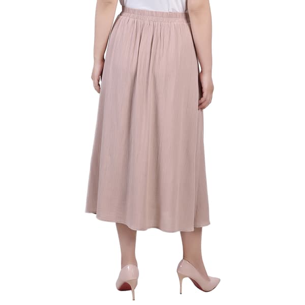 Petite NY Collection Pull On Button Front Woven Gauze Skirt