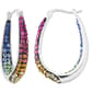 Silver Plated Rainbow Ombre Crystal Hoop Earrings - image 1