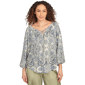 Petite Skyes the Limit Out Of The Blue Crinkle Peasant Blouse - image 1