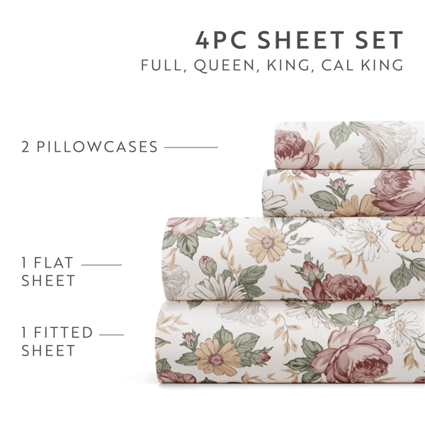 Soft Essentials 4pc. Ultra Soft Blooming Floral Sheet Set