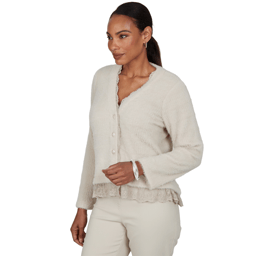 Womens Ruby Rd. Mythical Lace Trim Button Front Cardigan