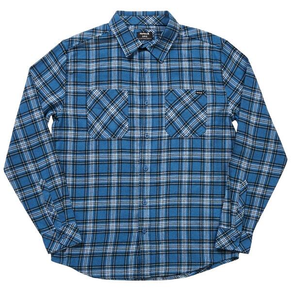 Young Mens Hurley Double Chest Pocket Flannel Shirt - image 