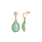 1928 Jewelry Gold-Tone Blue Faceted Pearshape Earrings - image 1