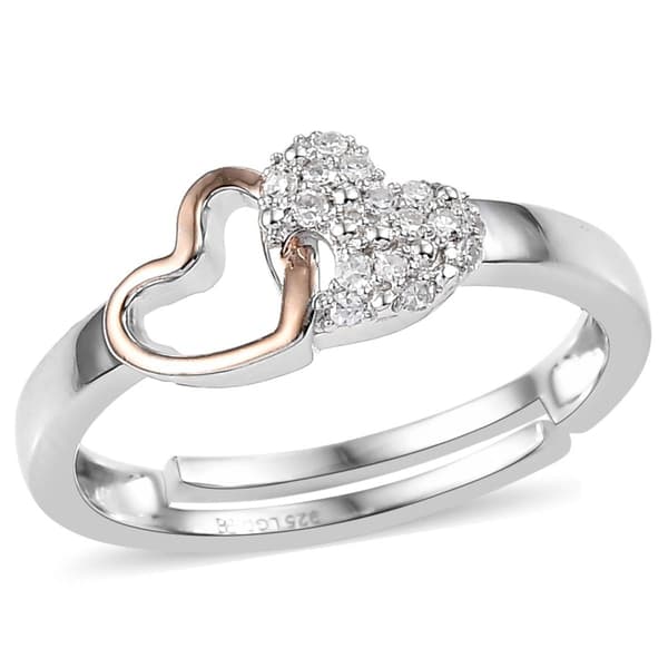 Nova Star(R) Two-Tone 1/10ctw. Lab Grown Diamond Twin Heart Ring - image 