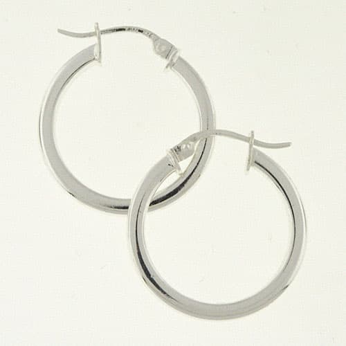 Sterling Silver Polished Square Tube Hoop Earrings - image 