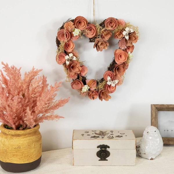 Northlight Seasonal Wooden Rose Heart Valentine''s Day Wreath